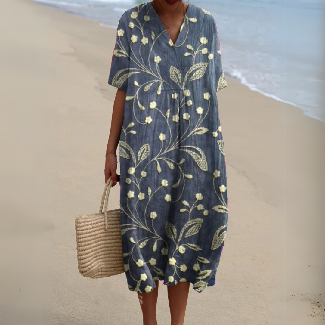 Lowri | Floral Short Sleeve Midi Dress | Feminine Elegance for Every Occasion