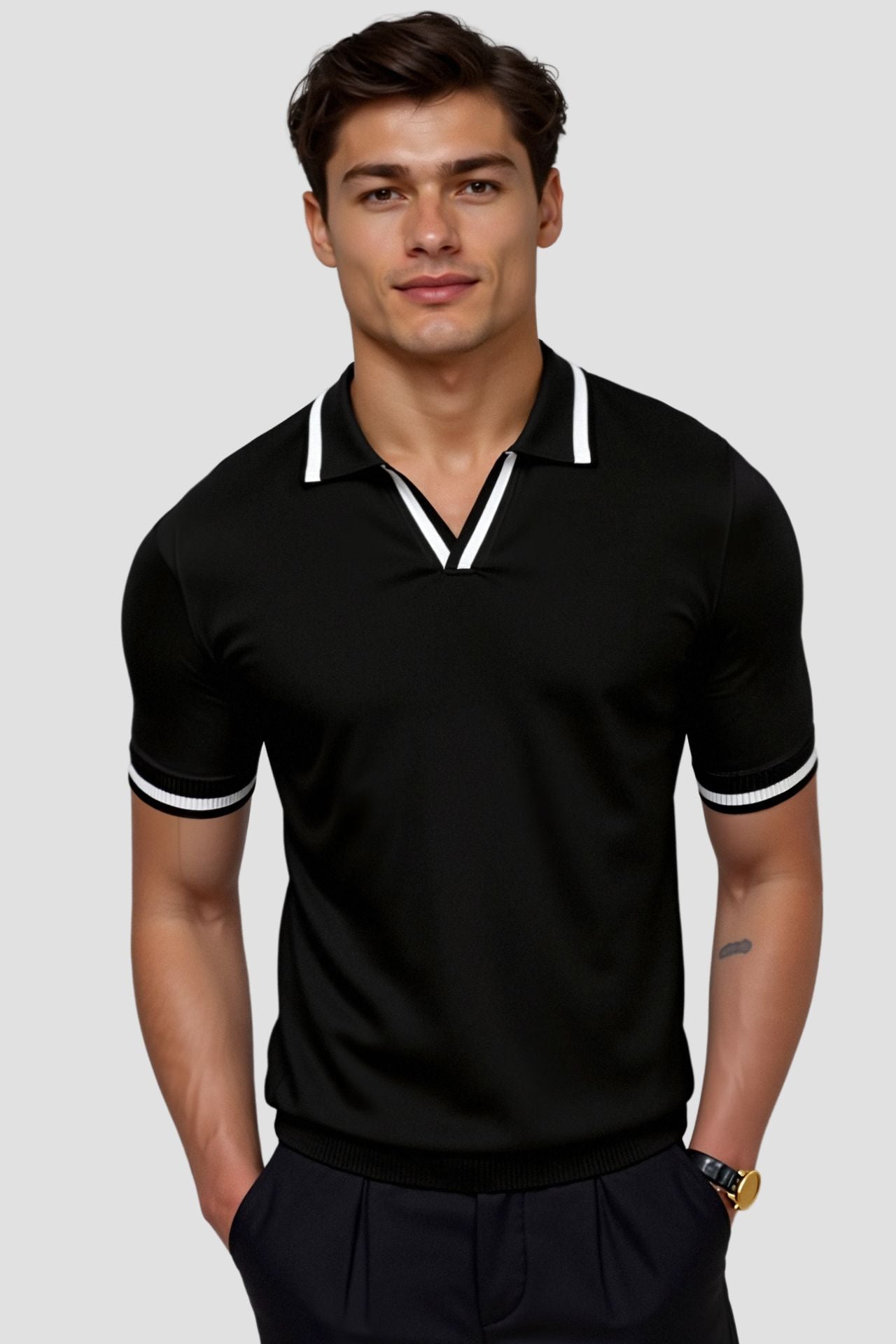 Arlo | Men's Contrast Slim Fit Polo Shirt | Modern and Refined