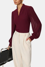Jennifer | Zip Detail Chiffon Sleeve Blouse | Modern and Elegant