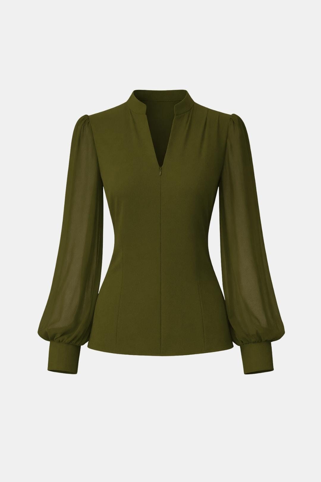 Jennifer | Zip Detail Chiffon Sleeve Blouse | Modern and Elegant