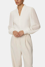 Jennifer | Zip Detail Chiffon Sleeve Blouse | Modern and Elegant