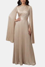 Emma | Pleated Satin Sleeve Gown | Luxurious and Timeless Elegance