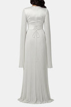 Emma | Pleated Satin Sleeve Gown | Luxurious and Timeless Elegance