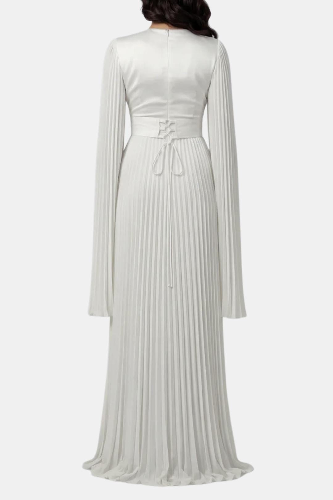 Emma | Pleated Satin Sleeve Gown | Luxurious and Timeless Elegance