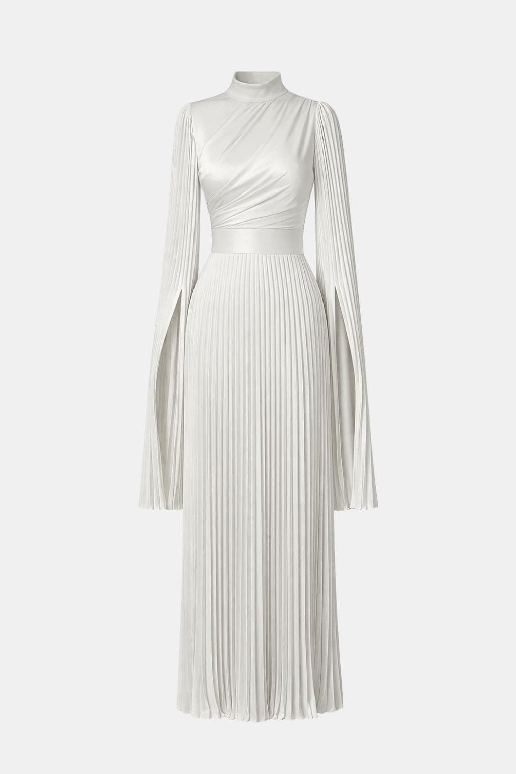 Emma | Pleated Satin Sleeve Gown | Luxurious and Timeless Elegance