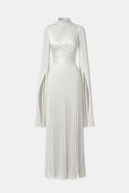 Emma | Pleated Satin Sleeve Gown | Luxurious and Timeless Elegance