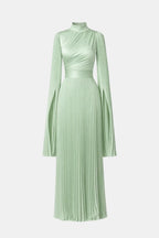 Emma | Pleated Satin Sleeve Gown | Luxurious and Timeless Elegance