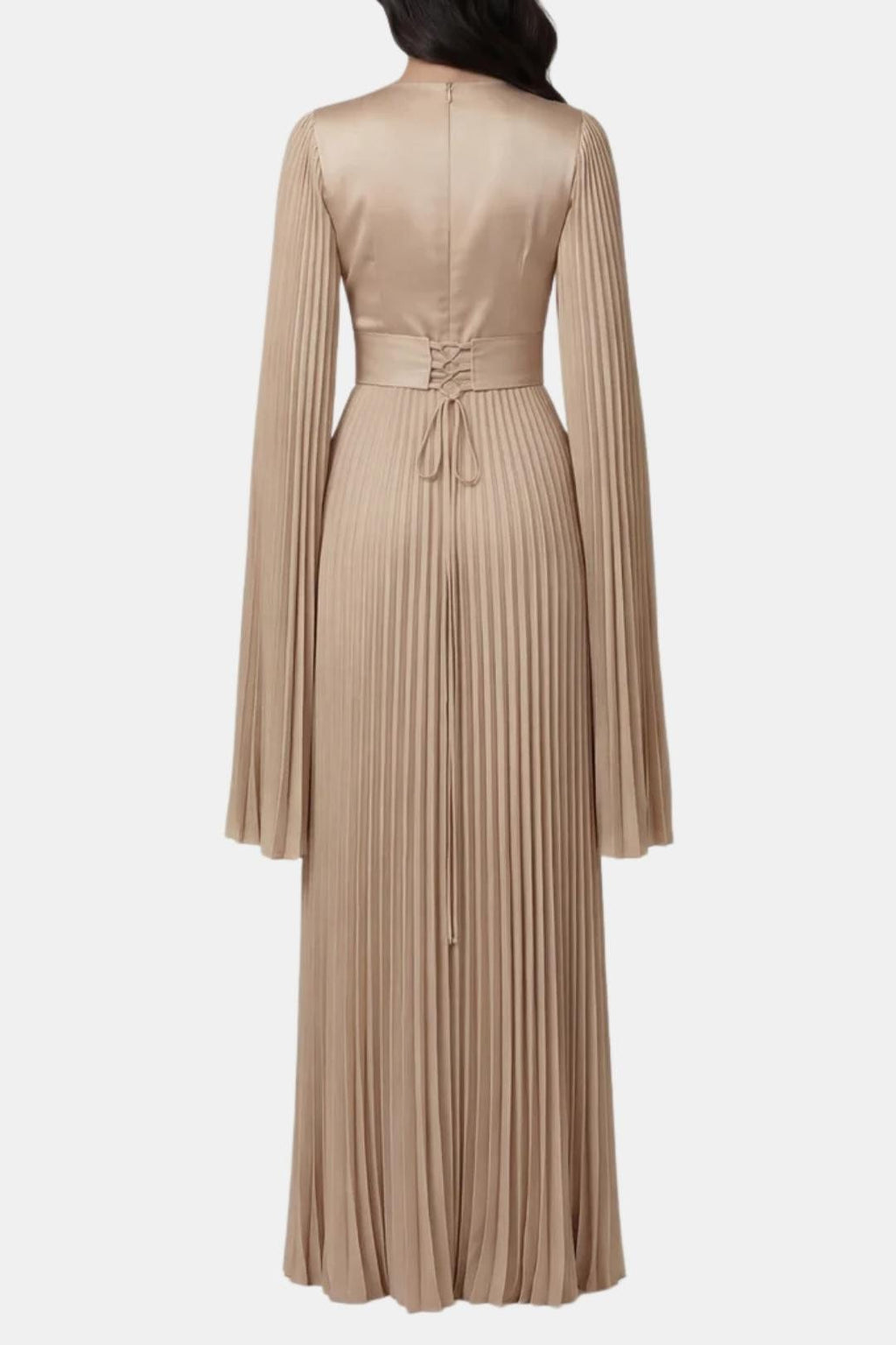 Emma | Pleated Satin Sleeve Gown | Luxurious and Timeless Elegance