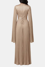 Emma | Pleated Satin Sleeve Gown | Luxurious and Timeless Elegance