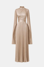Emma | Pleated Satin Sleeve Gown | Luxurious and Timeless Elegance