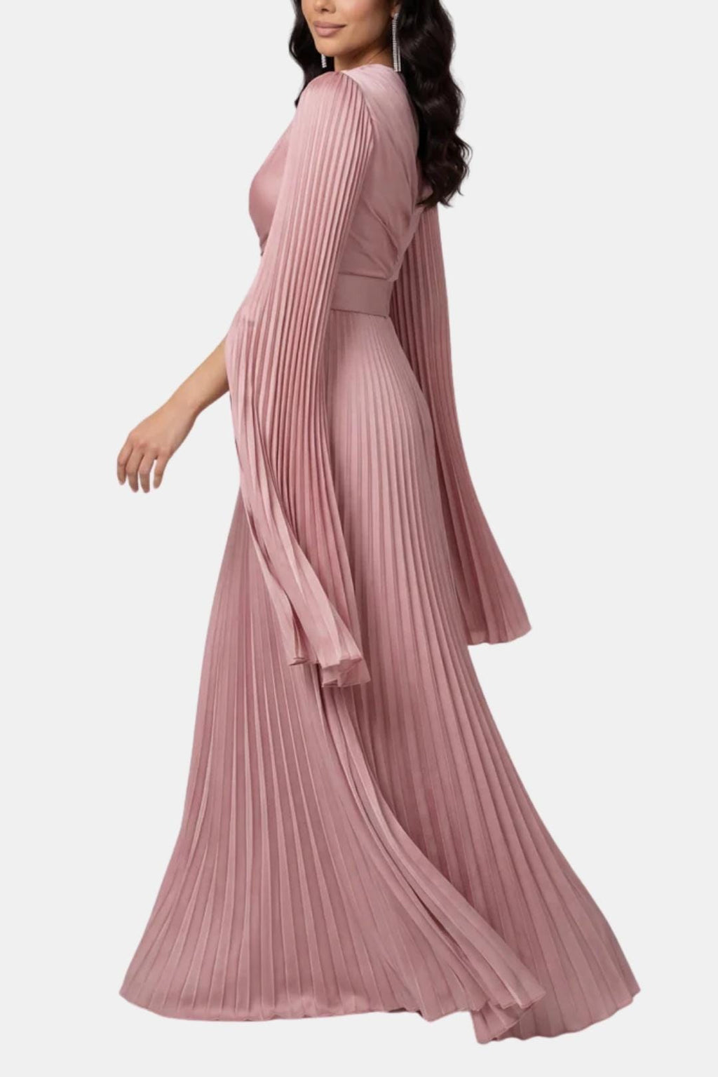 Emma | Pleated Satin Sleeve Gown | Luxurious and Timeless Elegance