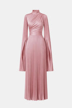 Emma | Pleated Satin Sleeve Gown | Luxurious and Timeless Elegance