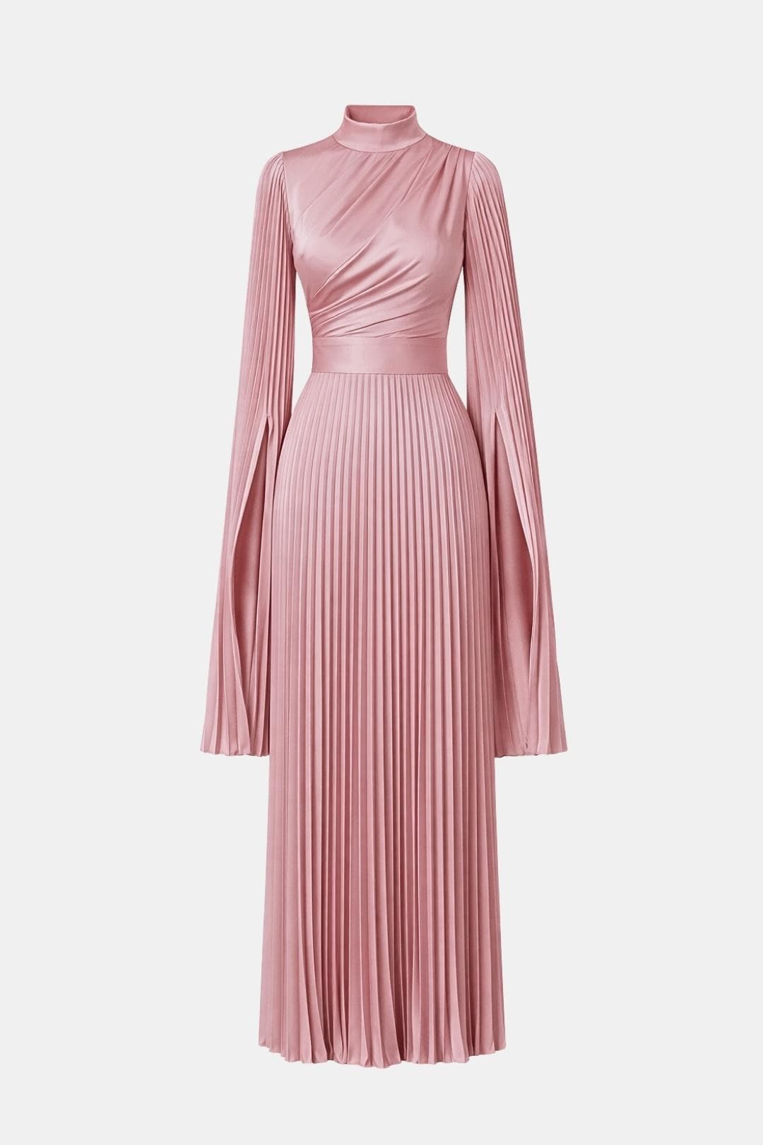 Emma | Pleated Satin Sleeve Gown | Luxurious and Timeless Elegance