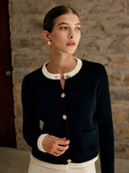 Ruby | Women's Knit Cardigan, Contrast Trim Wool Blend Winter Layer for Casual Wear