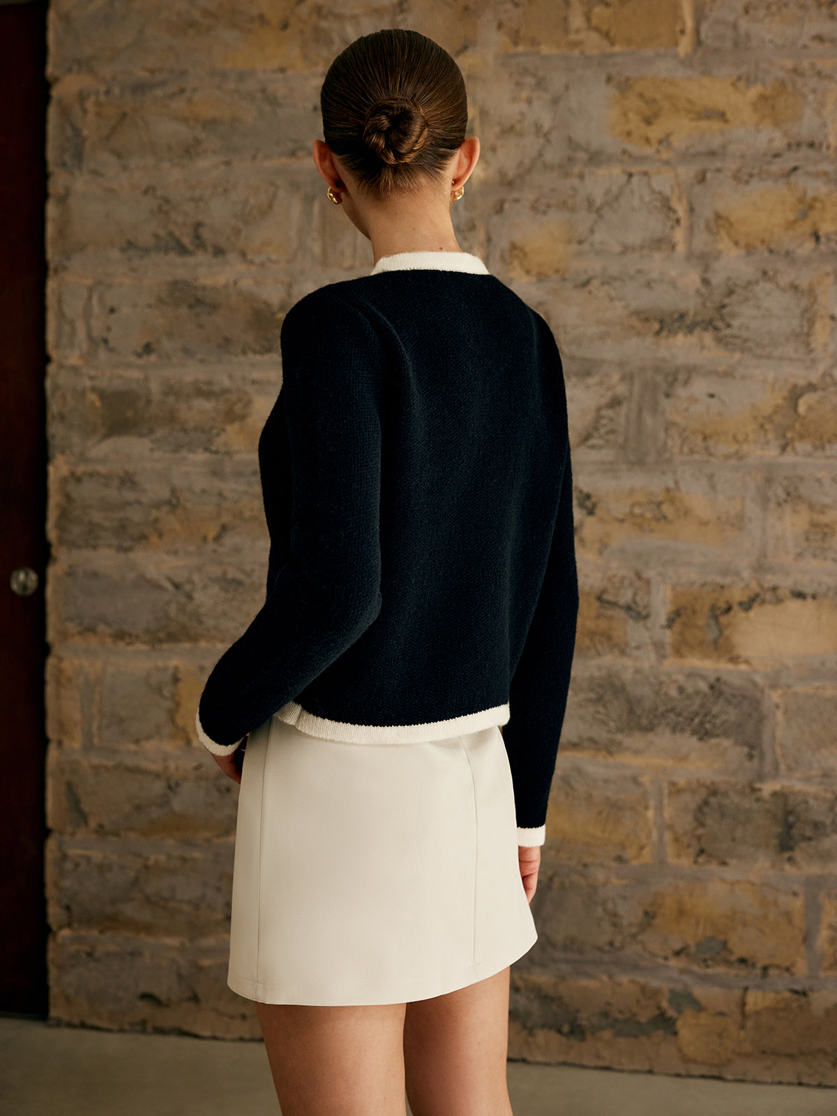 Ruby | Women's Knit Cardigan, Contrast Trim Wool Blend Winter Layer for Casual Wear