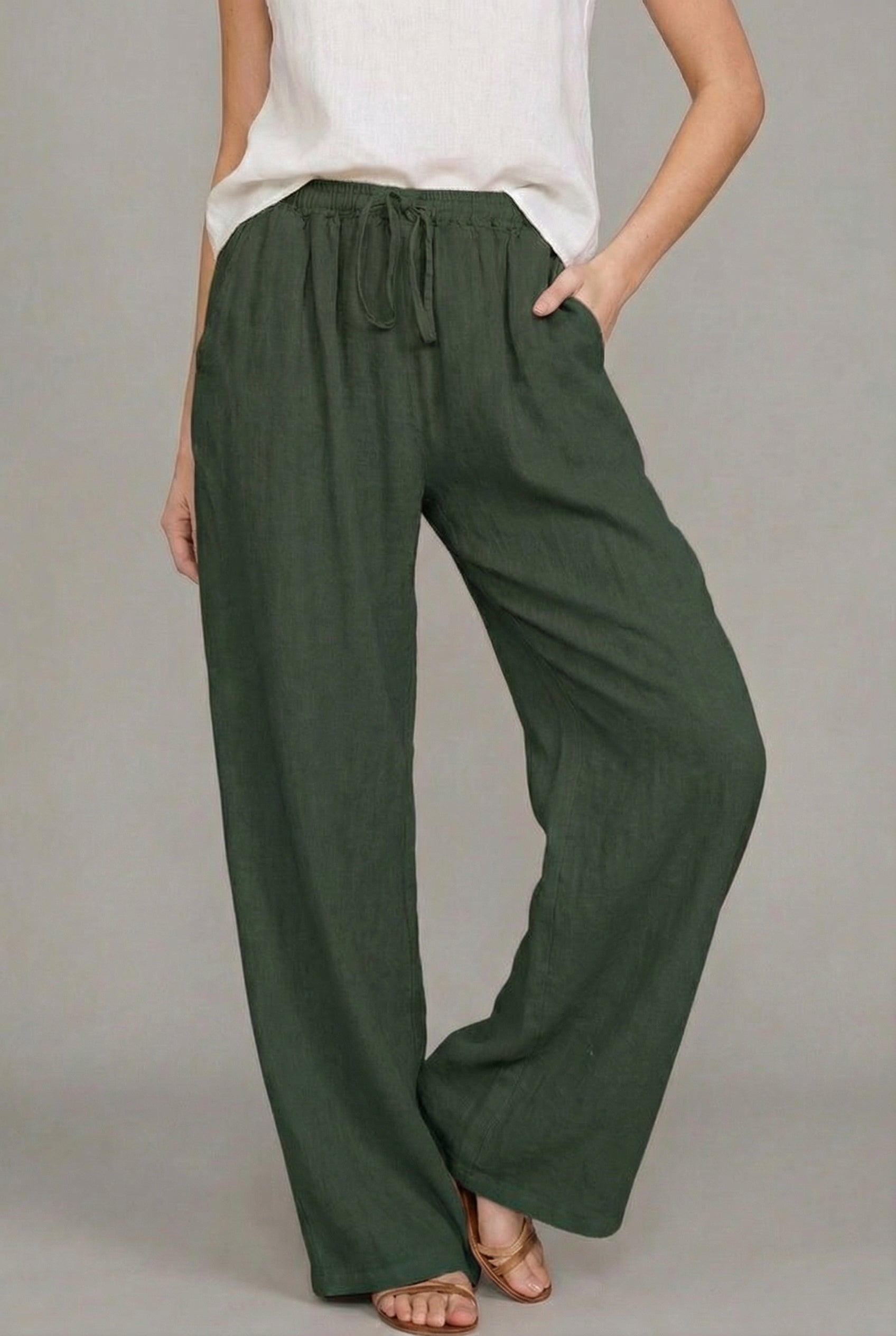 Judy | Women’s Wide Leg Drawstring Summer Trousers | Lightweight Comfort & Effortless Style