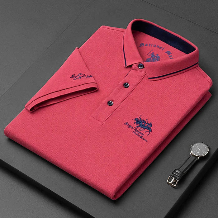 Benjamin | Men’s Embroidered Short Sleeve Polo Shirt | Classic and Refined