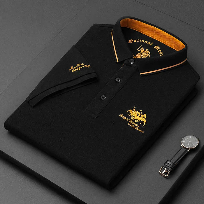 Benjamin | Men’s Embroidered Short Sleeve Polo Shirt | Classic and Refined