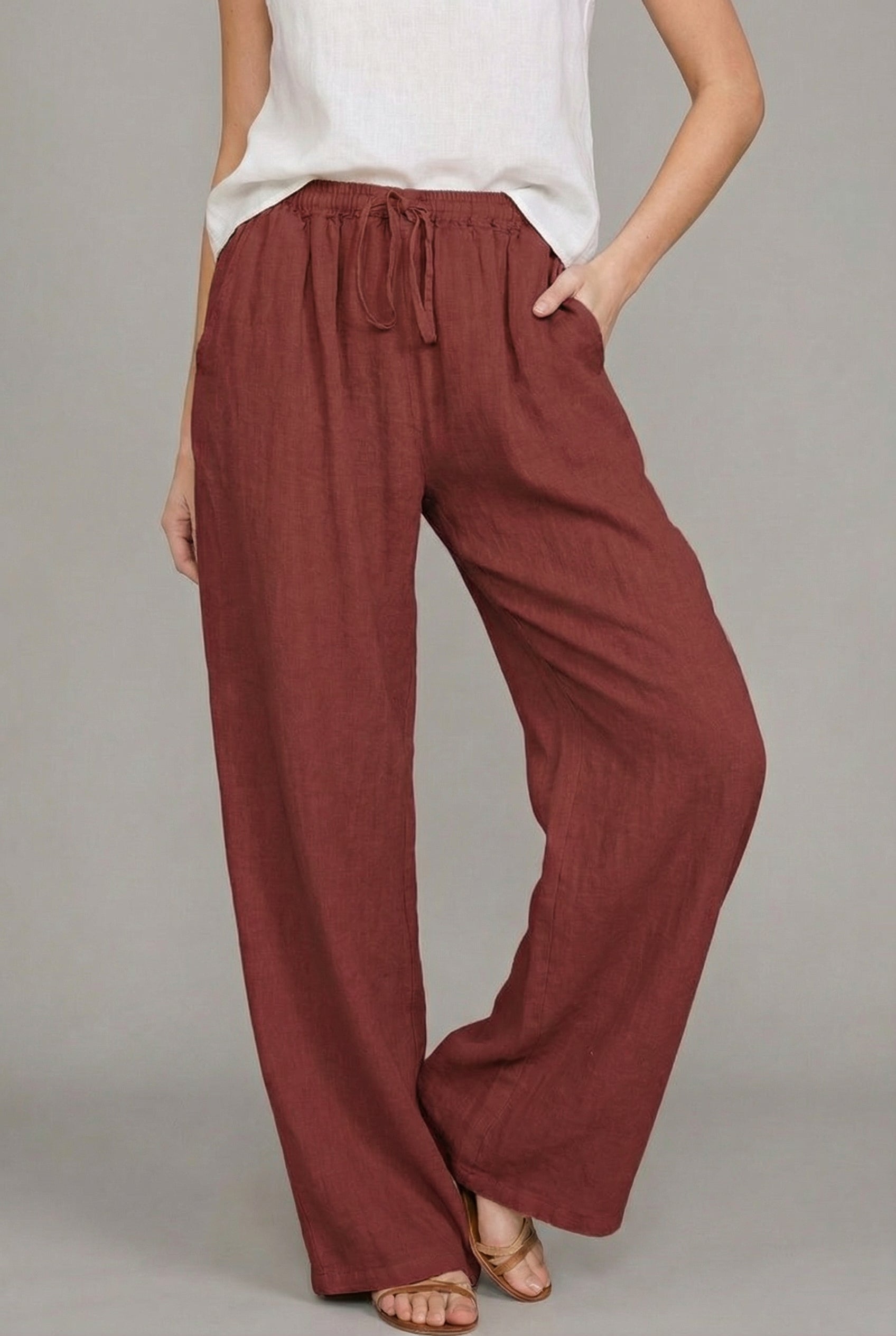 Judy | Women’s Wide Leg Drawstring Summer Trousers | Lightweight Comfort & Effortless Style