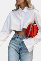 Mia | Women’s Asymmetrical Cotton Crop Shirt | Modern and Chic