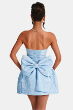 Hattie | Floral Jacquard Lace-Up Mini Dress | Romantic and Elegantly Feminine