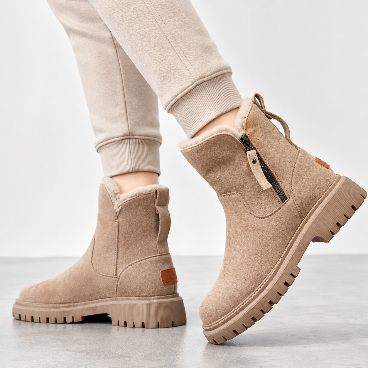 Women's Winter Ankle Boots | Faux Fur Lined Chunky Sole Boots