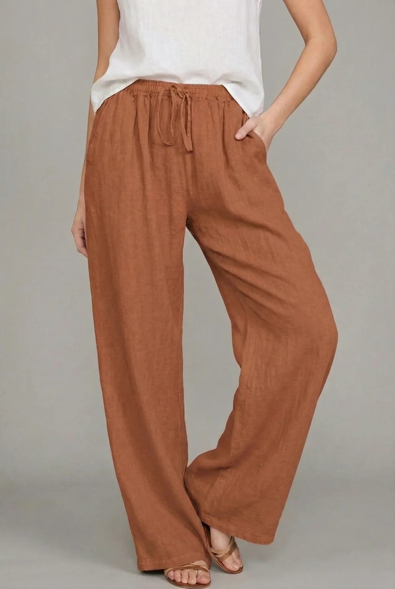Judy | Women’s Wide Leg Drawstring Summer Trousers | Lightweight Comfort & Effortless Style