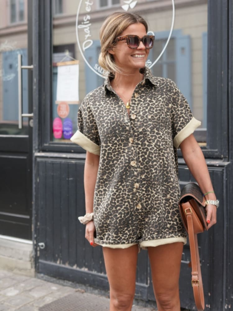Adele | Women’s Leopard Romper Jumpsuit | Stylish Leopard Print Playsuit