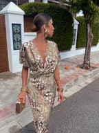 Laura | Women's V-Neck Summer Dress | Chic and Flowing