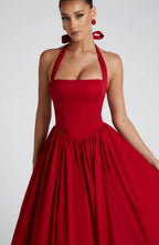 Diletta | Boned Lace-Up Midi Dress | Sculpted Elegance with a Modern Edge