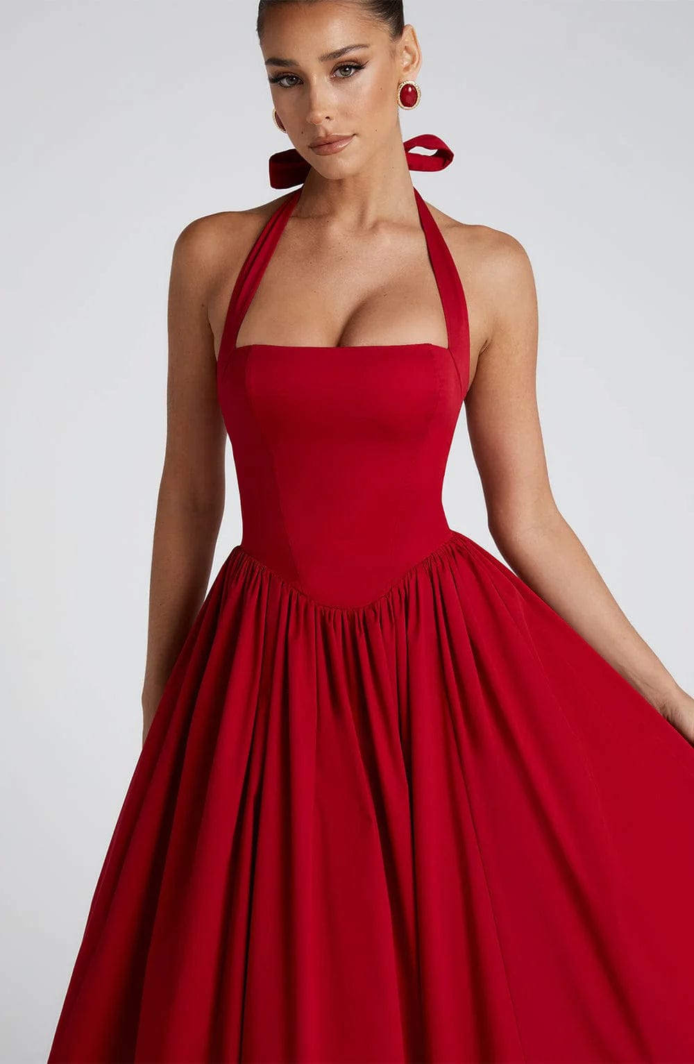 Diletta | Boned Lace-Up Midi Dress | Sculpted Elegance with a Modern Edge