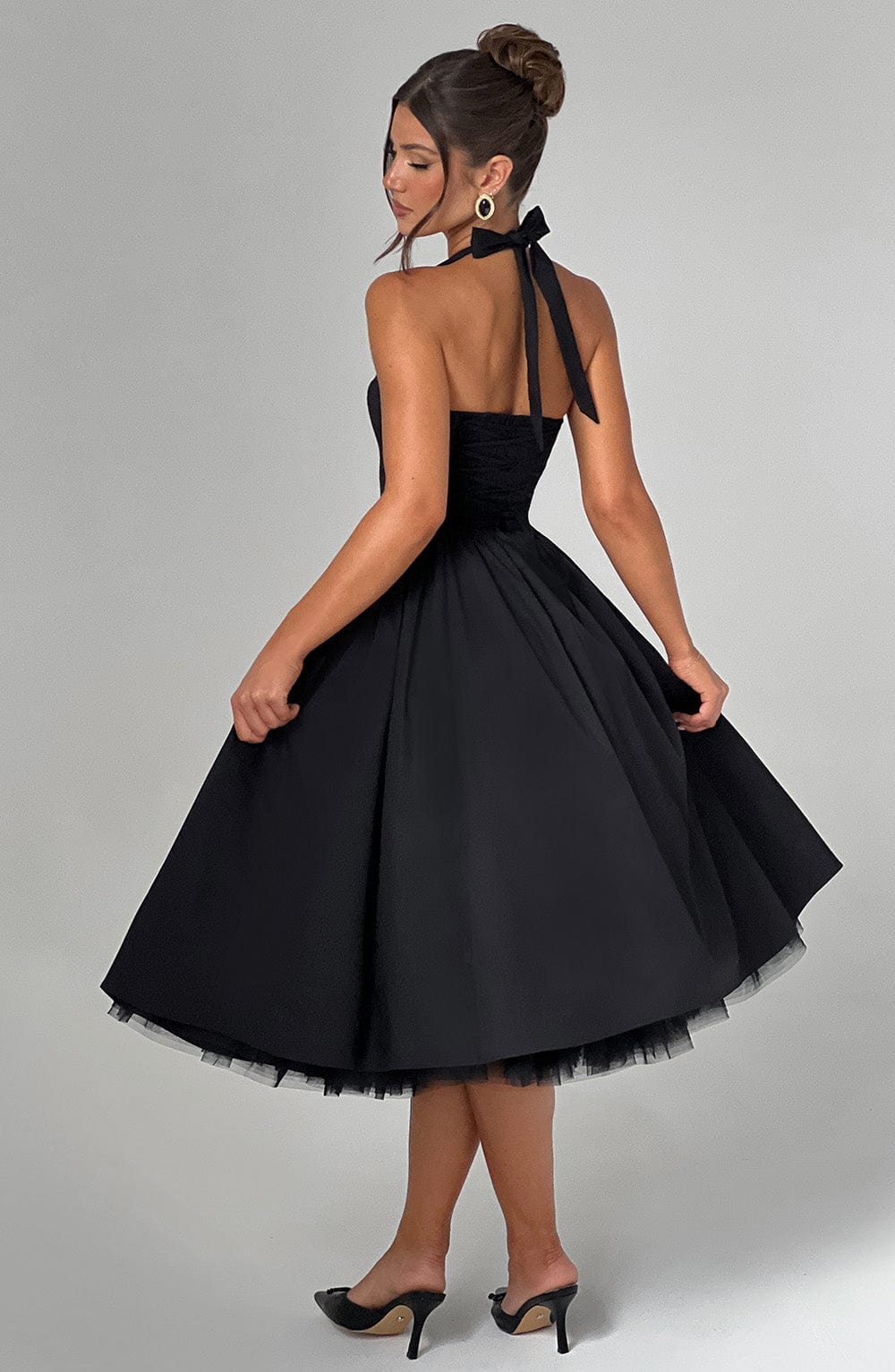 Diletta | Boned Lace-Up Midi Dress | Sculpted Elegance with a Modern Edge