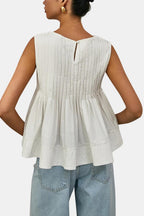 Patricia | Pleated Peplum Sleeveless Blouse | Feminine and Flattering