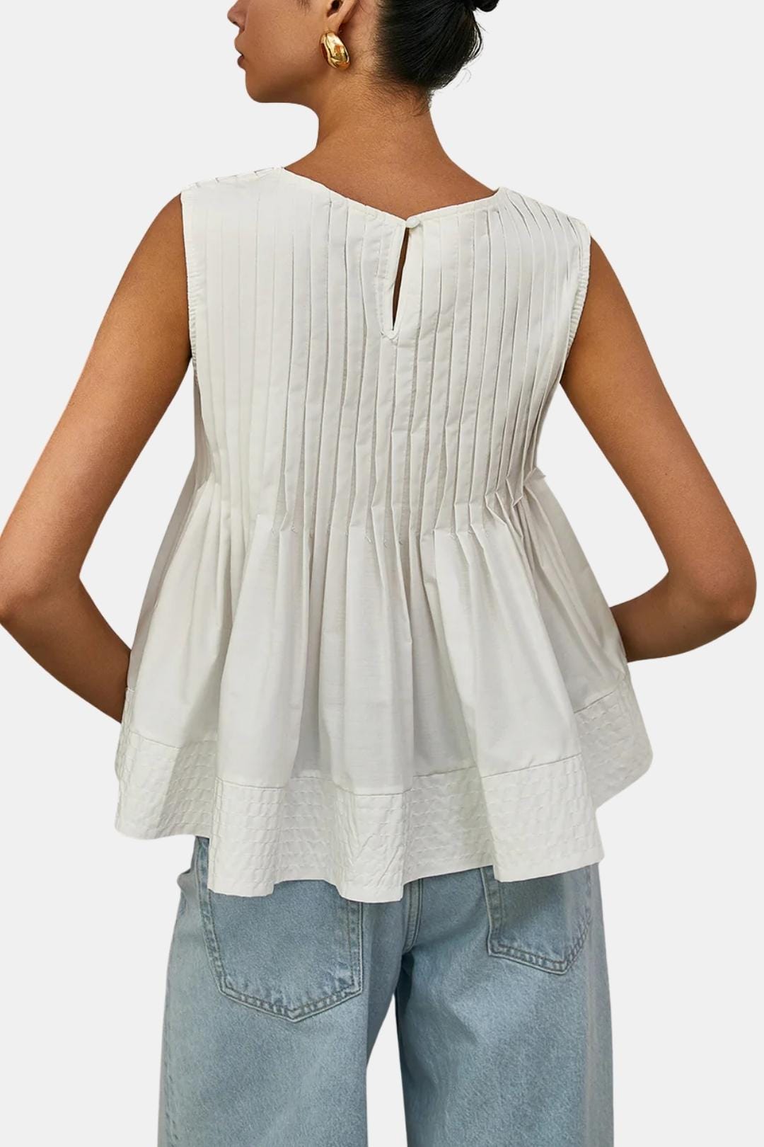 Patricia | Pleated Peplum Sleeveless Blouse | Feminine and Flattering