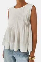 Patricia | Pleated Peplum Sleeveless Blouse | Feminine and Flattering