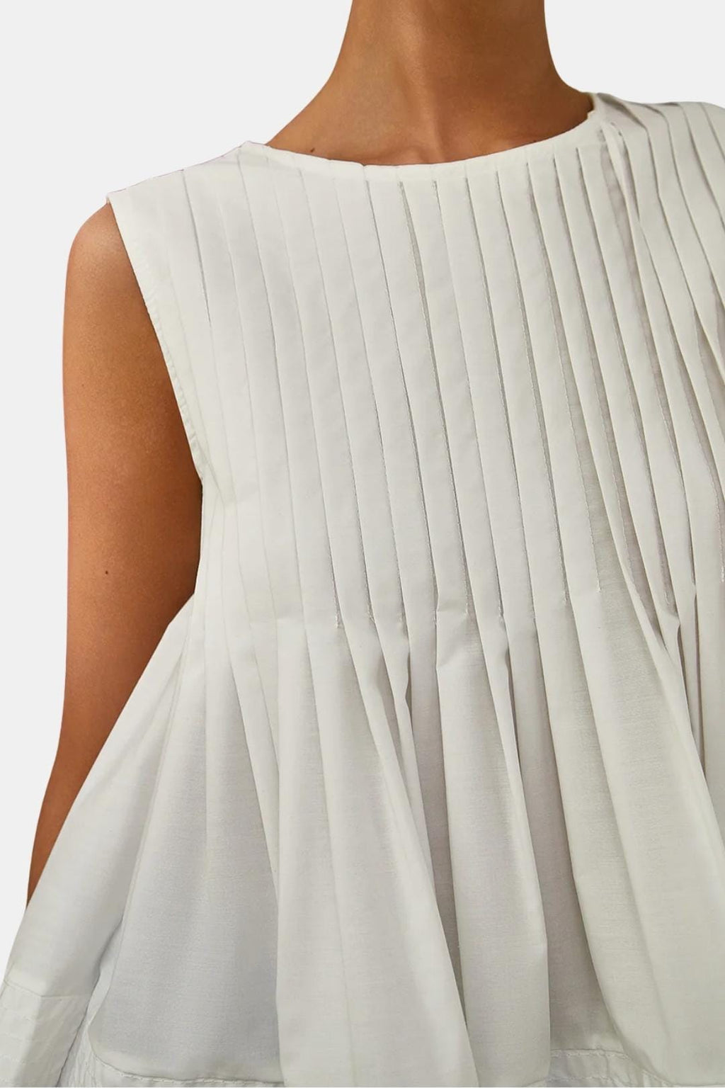 Patricia | Pleated Peplum Sleeveless Blouse | Feminine and Flattering