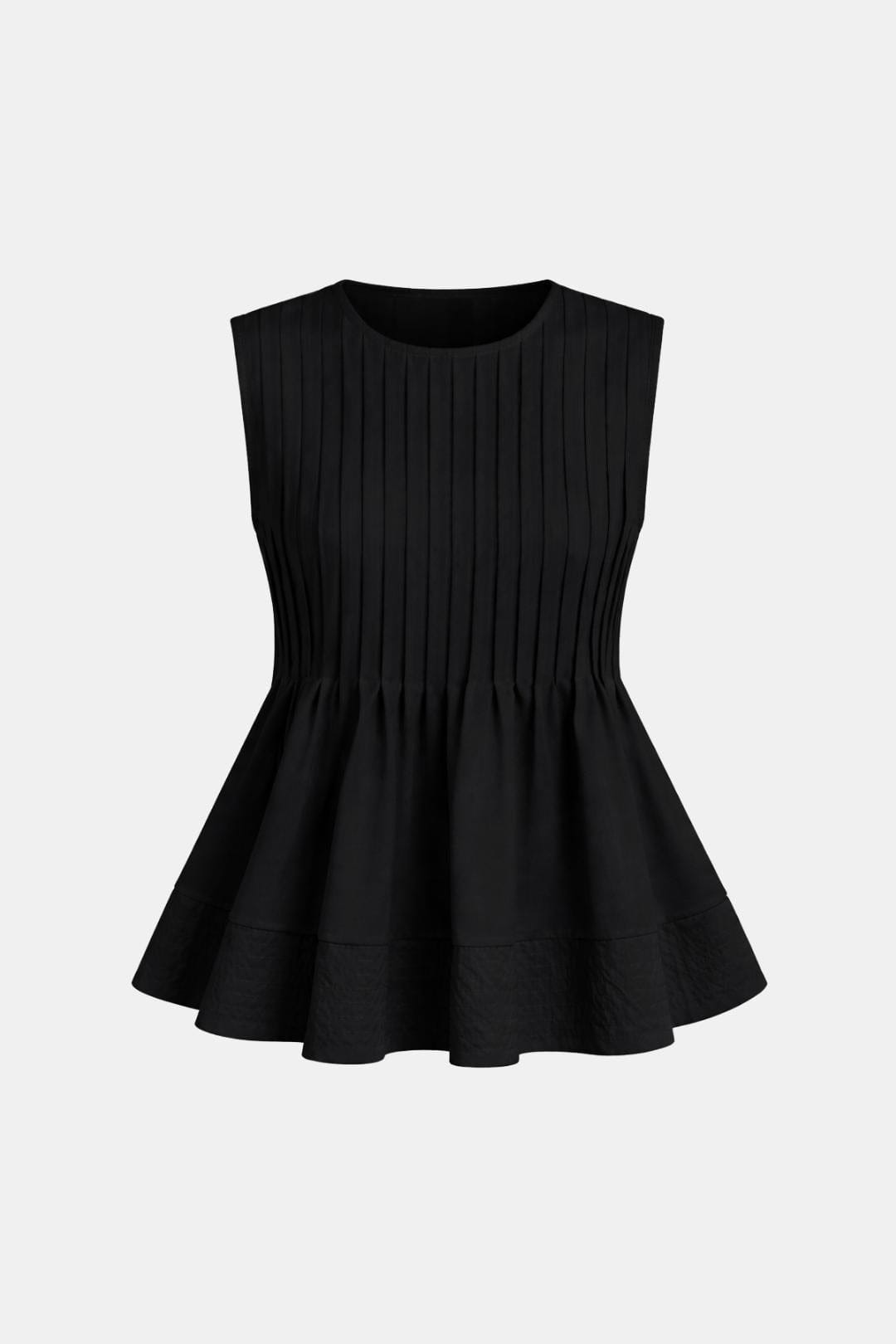 Patricia | Pleated Peplum Sleeveless Blouse | Feminine and Flattering