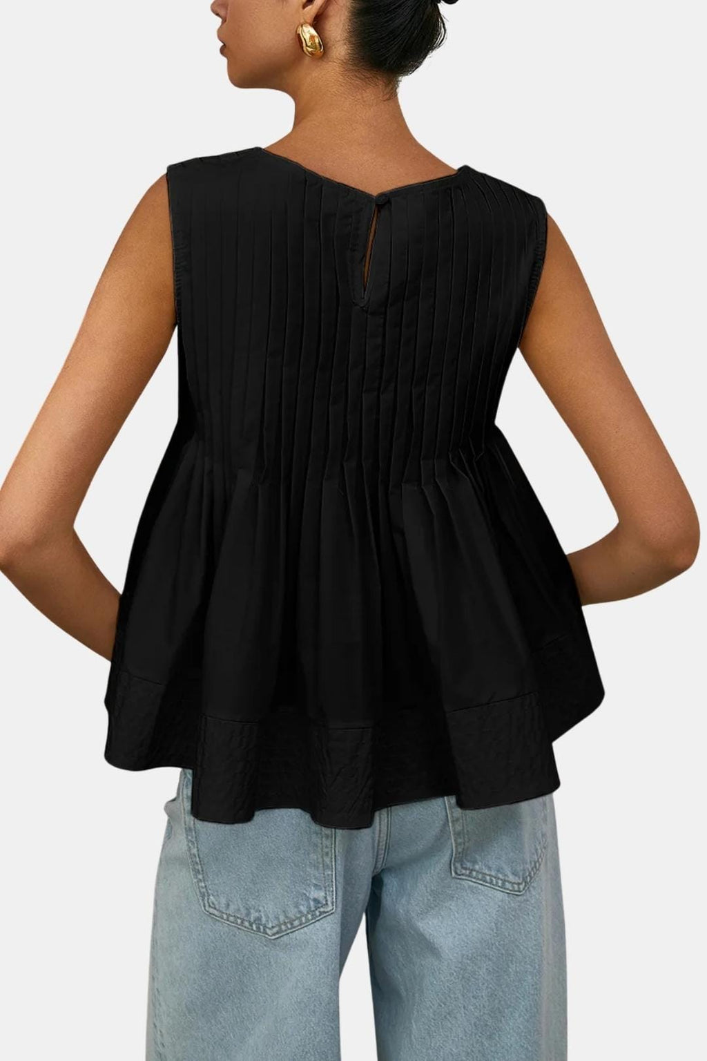Patricia | Pleated Peplum Sleeveless Blouse | Feminine and Flattering