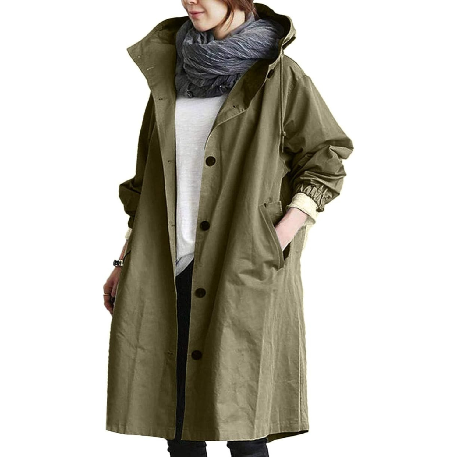 Daisy | Women's Waterproof Trench Coat, Windproof Long Rain Coat for Casual and Office Wear