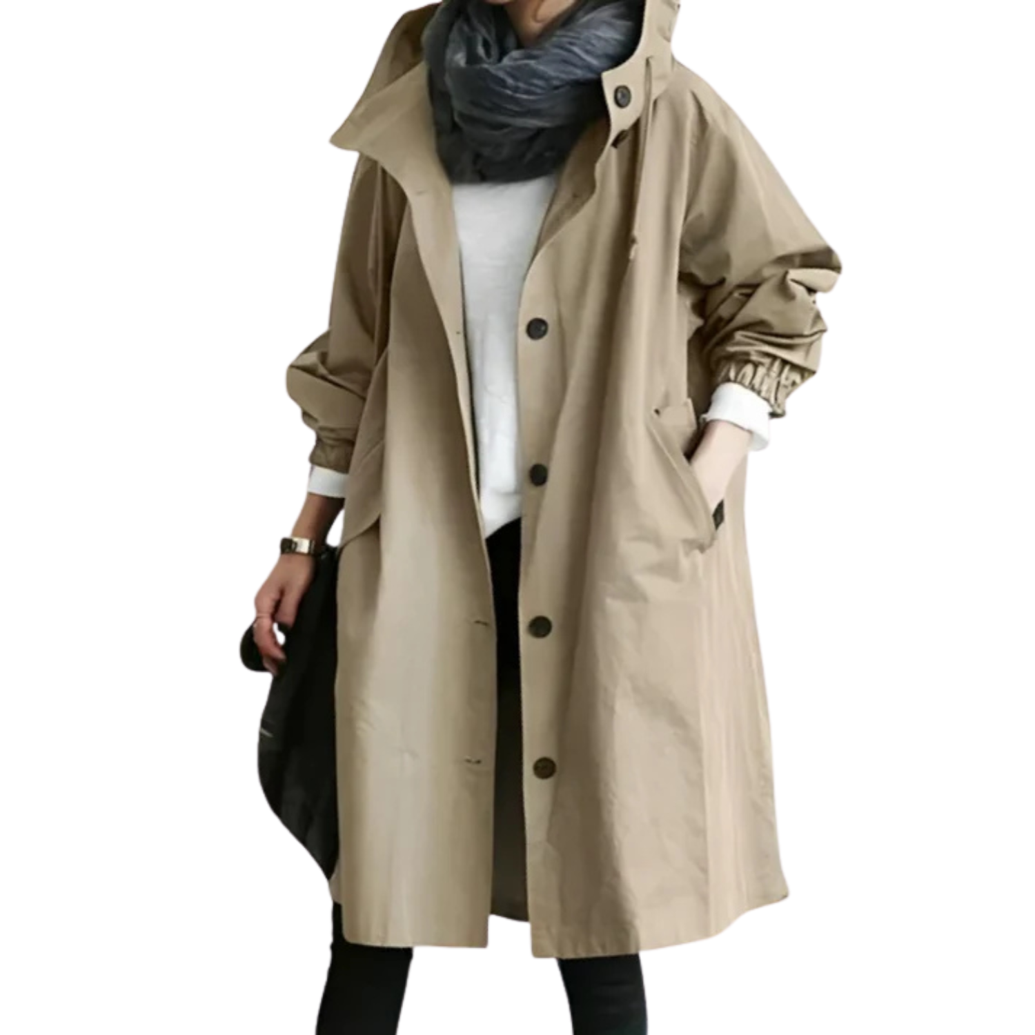 Daisy | Women's Waterproof Trench Coat, Windproof Long Rain Coat for Casual and Office Wear