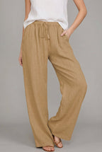 Judy | Women’s Wide Leg Drawstring Summer Trousers | Lightweight Comfort & Effortless Style