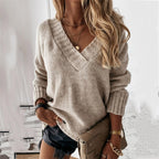 Hanne | Women's V-Neck Sweater, Soft Knit Casual Pullover for Everyday Wear