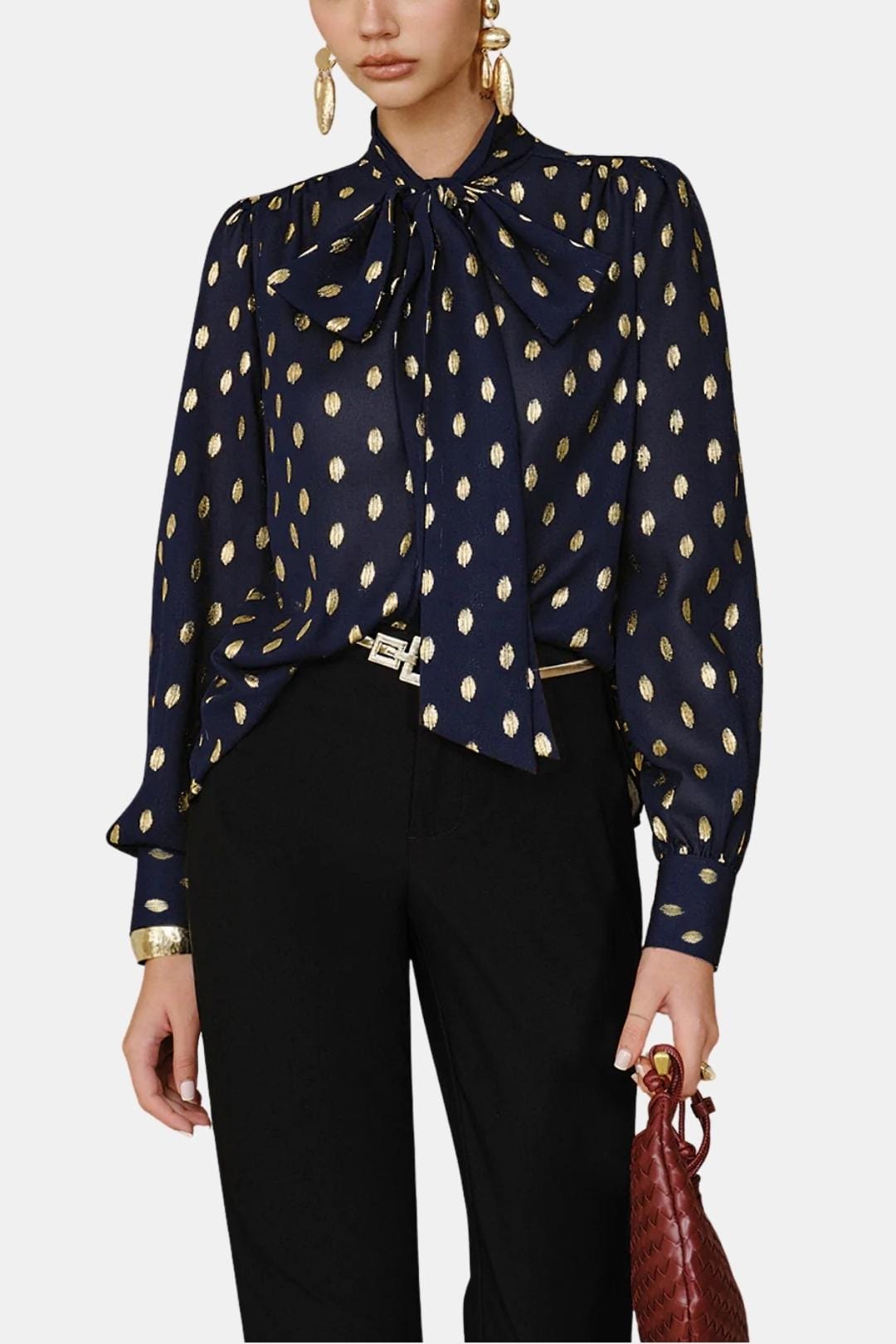 Janice | Polka Dot Bow Neck Blouse | Timeless Feminine Elegance