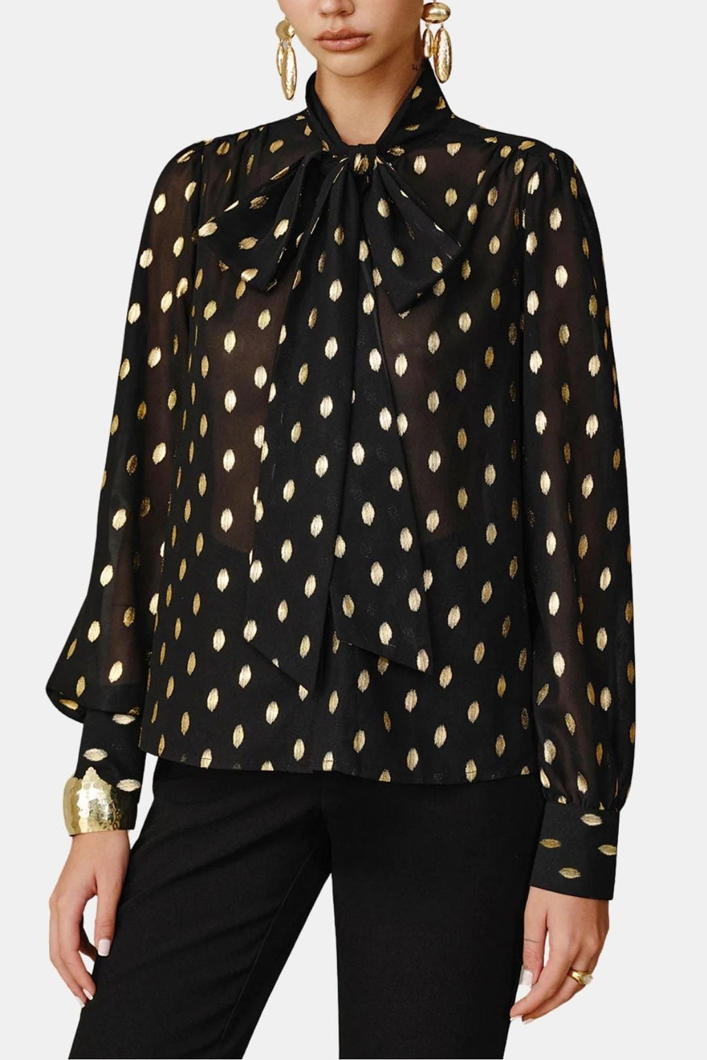 Janice | Polka Dot Bow Neck Blouse | Timeless Feminine Elegance