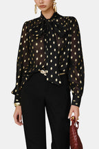 Janice | Polka Dot Bow Neck Blouse | Timeless Feminine Elegance