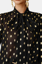 Janice | Polka Dot Bow Neck Blouse | Timeless Feminine Elegance