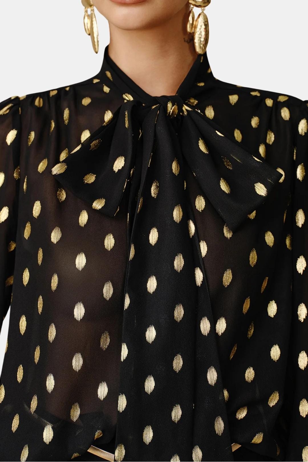 Janice | Polka Dot Bow Neck Blouse | Timeless Feminine Elegance