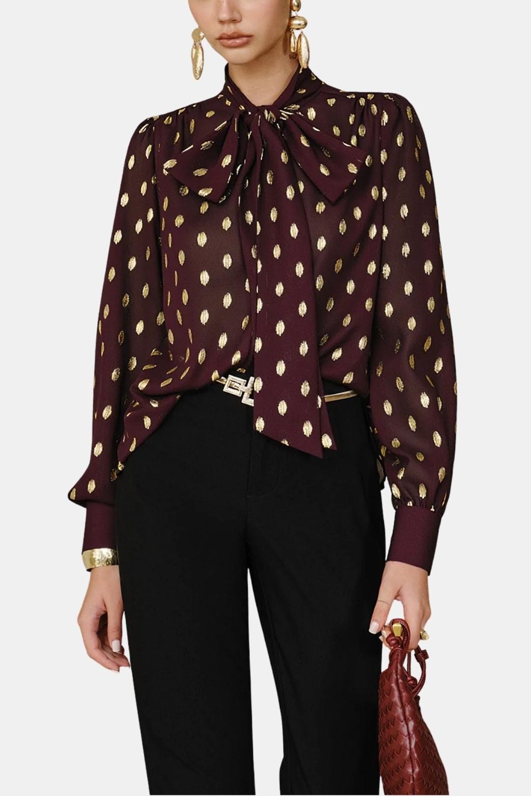 Janice | Polka Dot Bow Neck Blouse | Timeless Feminine Elegance
