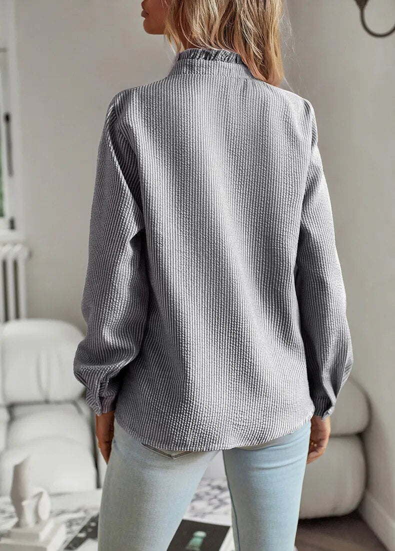 Cara | Women's Elegant Ruffle Collar Blouse | Feminine and Timeless