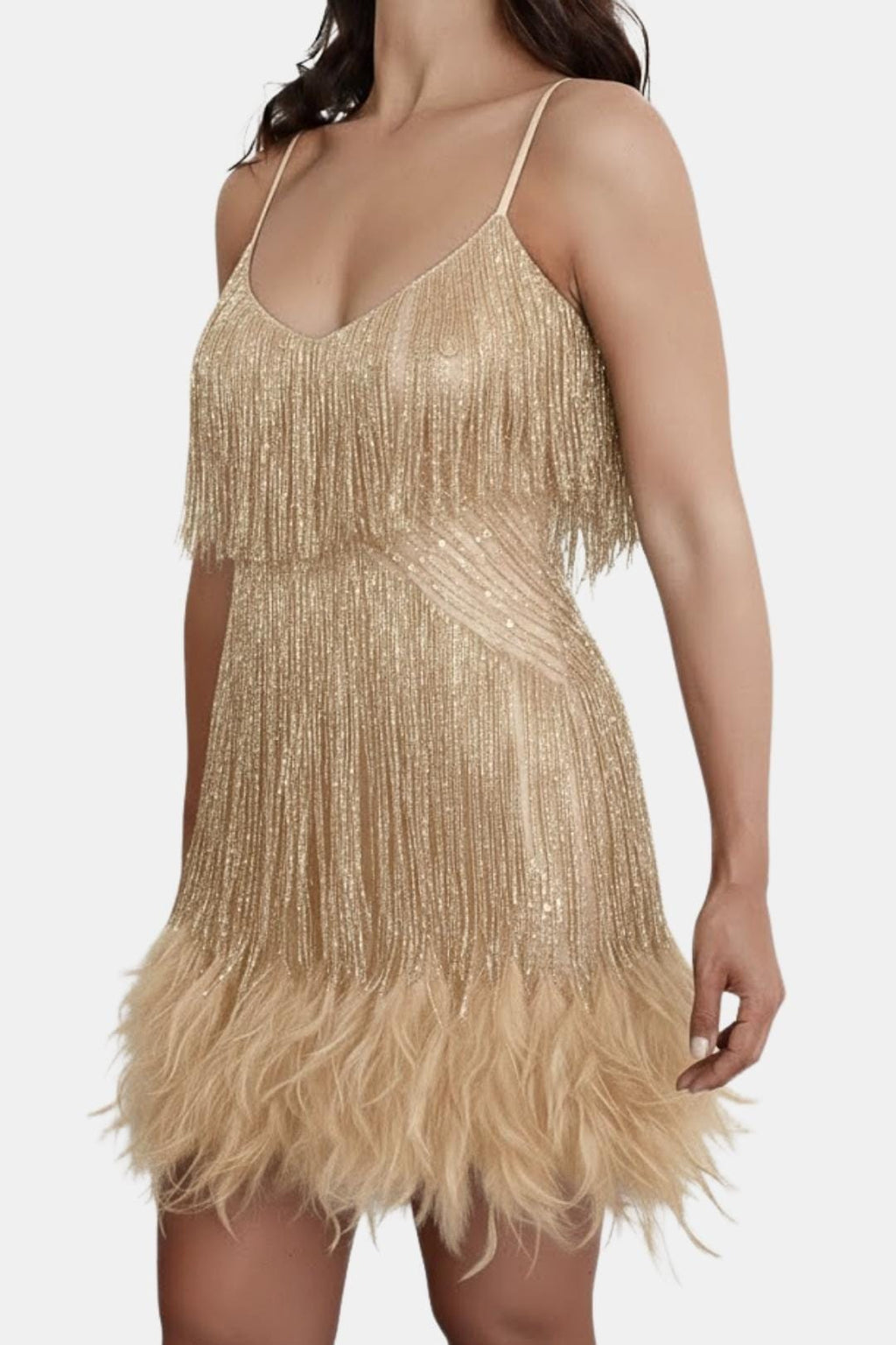 Eliana | Sequin Fringe Feather Party Dress | Bold Glamour for Unforgettable Nights